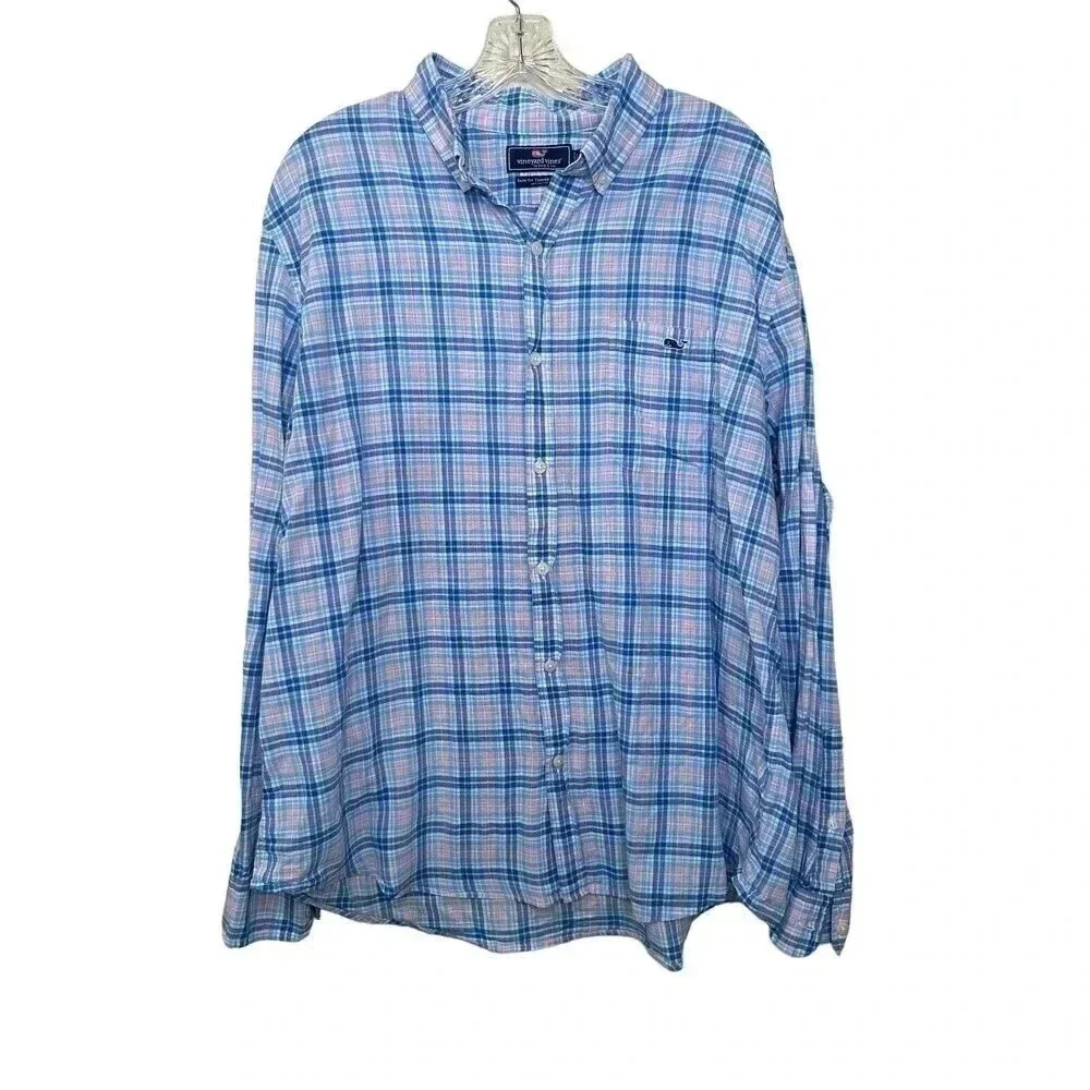 Vineyard Vines Shep Ian Slim Fit Tucker Shirt Whale Plaid Long Sleeve XL